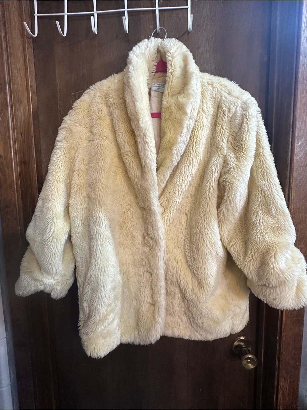 United Colors Of Benetton Cream Teddy Jacket with Shawl Collar